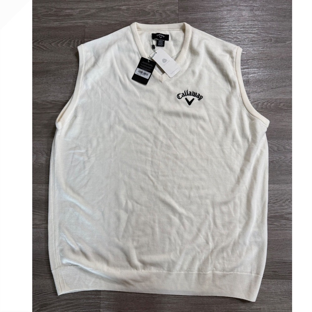 Callaway Mens Merino Wool Golf Sweater Vest Bright White XXL CGGS6067100GG